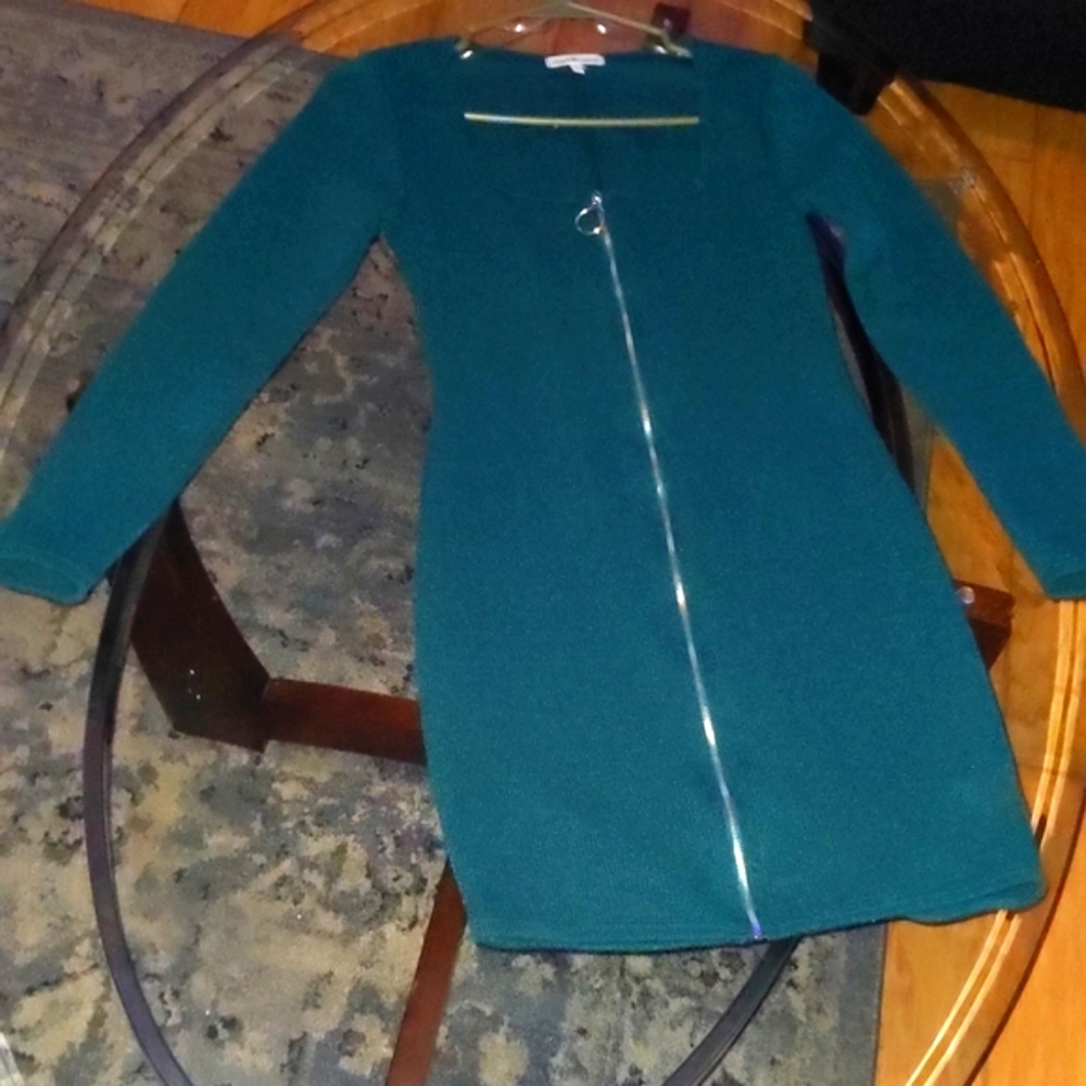 Zip up Green Mini Dress